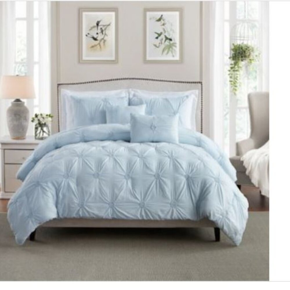 Swift Home Bedding Comforter Sets  Lightweight 3-Piece Ruched 3D Flora Pintuck